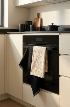 Набір кухонних рушників з мотивом круасанів, 2 шт. - чорний