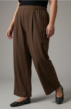 Широкі штани з домішкою льону Plus size - пильно-коричневий