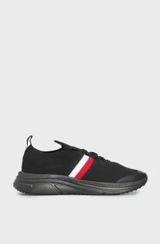 Мужские черные кроссовки MODERN RUNNER KNIT STRIPES ESS Черный 41 Tommy Hilfiger FM0FM04798