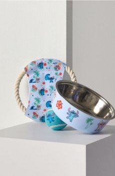 Набір для собаки Stitch з мискою та 2 іграшками - блакитний
