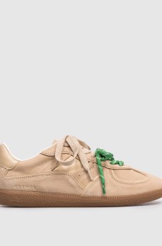 Бежевые замшевые кроссовки August с логотипом