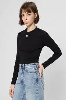 Женский черный лонгслив Черный S HUGO 50518378;001