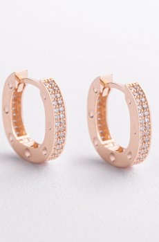 Золотые серьги с фианитами с09135