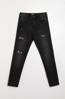 Джинси slim з дірками - чорний