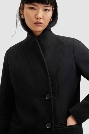Шерстяное пальто AllSaints SIDNEY цвет чёрный переходной W008OZ