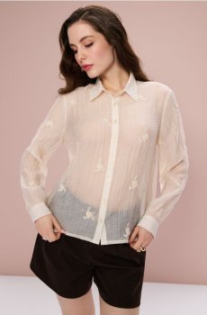 Жакардова сорочка з ліоцелем - кремовий
