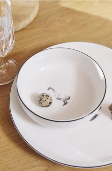 Набір з 2 керамічних мисок із мотивом гуски - чорний