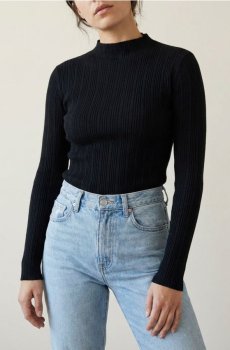 Водолазка в рубчик - чорний