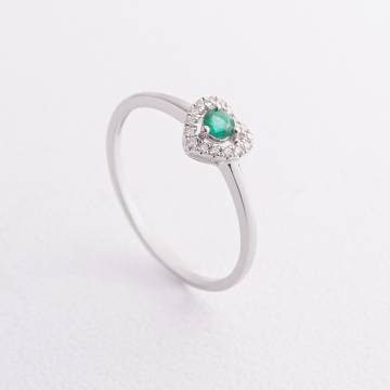 Золотое кольцо &quot;Сердечко&quot; (бриллианты, изумруд) кб0619ca