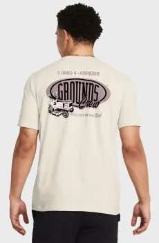 Мужская бежевая футболка UA M GROUNDS CREW HW SS Бежевый L Under Armour 1387718-110