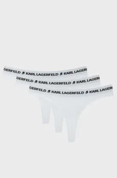 Женские белые трусики (3 шт) LOGO THONG Белый XS Karl Lagerfeld 246W2113