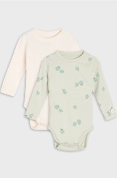 Бавовняне боді з мотивом яблук 2 pack - блідо-зелений