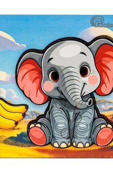 Деревянный сортер PuzzleOk Веселый слоненок, 4 детали, от 1.5 лет, 14*14 см (Puz-88752)