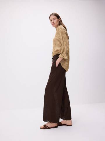 Reserved - Вільні штани з намистинами - коричневий - ZQ705-88X