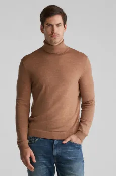 Мужской коричневый шерстяной гольф EXTRAFINE MERINO WOOL TURTLENECK Коричневый M Gant 8050207