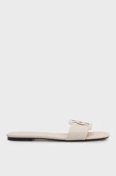 Женские белые кожаные слайдеры SQUARE Белый 40 Calvin Klein HW0HW03128