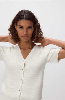 Reserved - Кардиган із текстурованого трикотажу - нюдовий - 763IP-02X