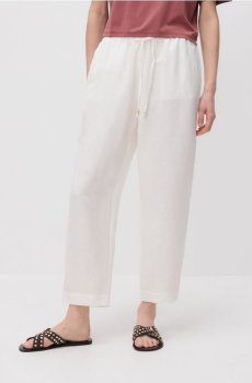 Reserved - Лляні штани джоггери - білий - 698AC-00X