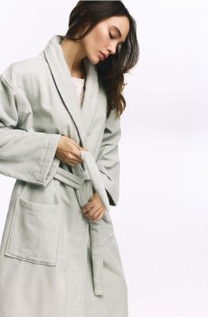 Reserved - Бавовняний халат - світло-зелений - 090HQ-70X