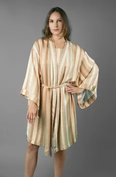 Женский бежевый пеньюар в полоску Бежевый XL brabrabra HOM2212000