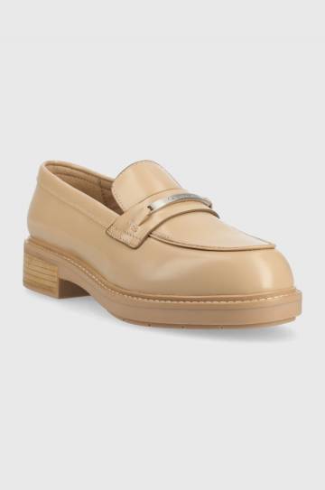 Мокасины Calvin Klein RUBBER SOLE LOAFER W женские цвет бежевый на платформе HW0HW01791 Мокасины Calvin Klein RUBBER SOLE LOAFER W женские цвет бежевый на платформе HW0HW01791