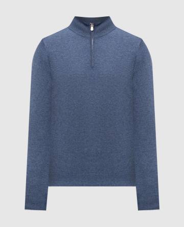 Синий меланжевый джемпер из кашемира