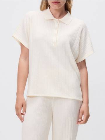 Reserved - Поло-футболка зі змішуванням ліоцелу - нюдовий - VP653-02X