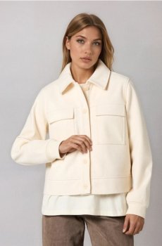 Shacket куртка з віскозною домішкою - кремовий