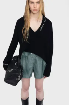 Женские зеленые шорты в полоску Pax Зеленый 38 ZADIG&VOLTAIRE WWBS01160_EMERALD