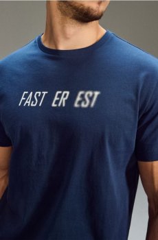 Бавовняна футболка з написом - синій