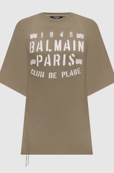 Футболка цвета хаки с принтом