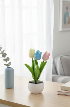 Декоративні тюльпани в горщику - різнобарвний