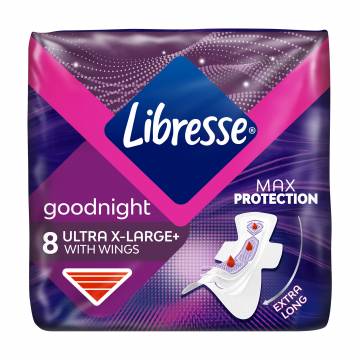 Прокладки гигиенические Libresse Ultra Goodnight X-Large широкие ночные, 8 шт Прокладки гигиенические Libresse Ultra Goodnight X-Large широкие ночные, 8 шт
