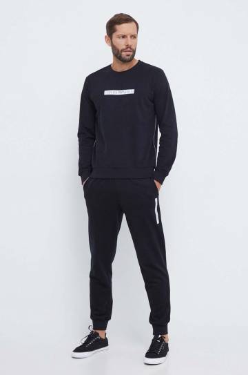 Хлопковая кофта лаунж Emporio Armani Underwear цвет чёрный с принтом Хлопковая кофта лаунж Emporio Armani Underwear цвет чёрный с принтом