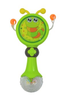 Музыкальная игрушка-погремушка Lindo зеленая, от 1 года, 15*7*4 см (HE0514)