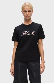 Женская черная футболка sequins Черный L Karl Lagerfeld A4W17052