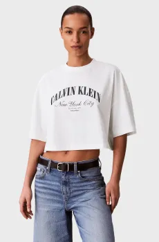 Женская белая футболка CROPPED Белый XS Calvin Klein Jeans LV047F813G