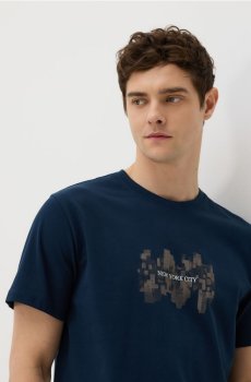 Reserved - Футболка вільного крою з принтом - темно-синій - WC988-59X