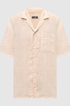 Бежевая рубашка с короткими рукавами из льна