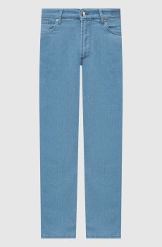 Голубые джинсы слим с патчем логотипа