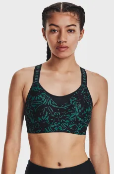 Женский черный топ с узором UA Infinity High Print Bra Черный XS Under Armour 1369026-002