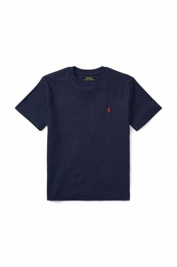 Детская хлопковая футболка Polo Ralph Lauren цвет синий гладкая Детская хлопковая футболка Polo Ralph Lauren цвет синий гладкая