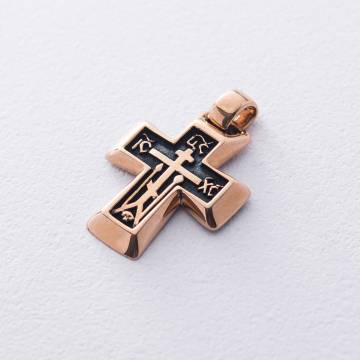 Золотой крестик с чернением "Спаси и Сохрани" п02018 Золотой крестик с чернением "Спаси и Сохрани" п02018