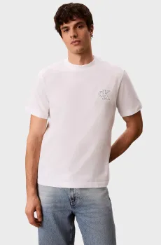 Мужская белая футболка 30S JERSEY EASY MONOGRAM PUFF Белый S Calvin Klein Jeans LV04RG220G