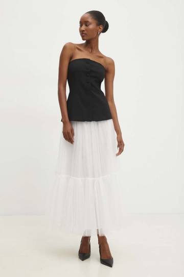 Юбка Answear Lab цвет белый maxi расклешённая Юбка Answear Lab цвет белый maxi расклешённая