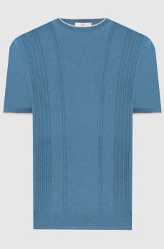 Синяя футболка с шелком