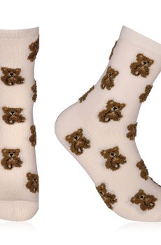 Женские носки AmiGA медведь, молочные/белые, размер 23-25