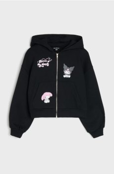 Кофта oversize на блискавці з капюшоном Kuromi and My Melody - чорний