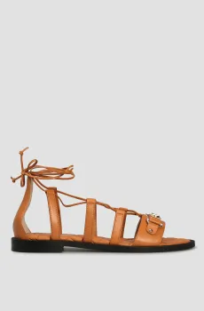 Женские рыжие кожаные сандалии Рыжий 36 Baldinini D2E421NAPI;3070
