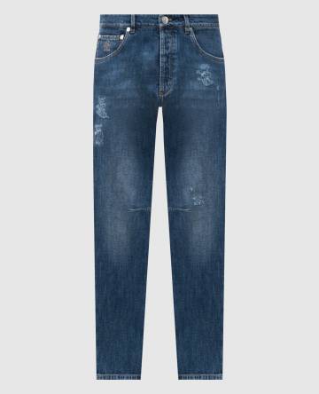 Синие джинсы с логотип патч Синие джинсы с логотип патч